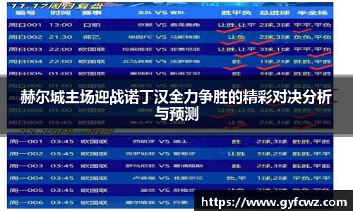 赫尔城主场迎战诺丁汉全力争胜的精彩对决分析与预测