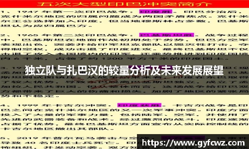 独立队与扎巴汉的较量分析及未来发展展望